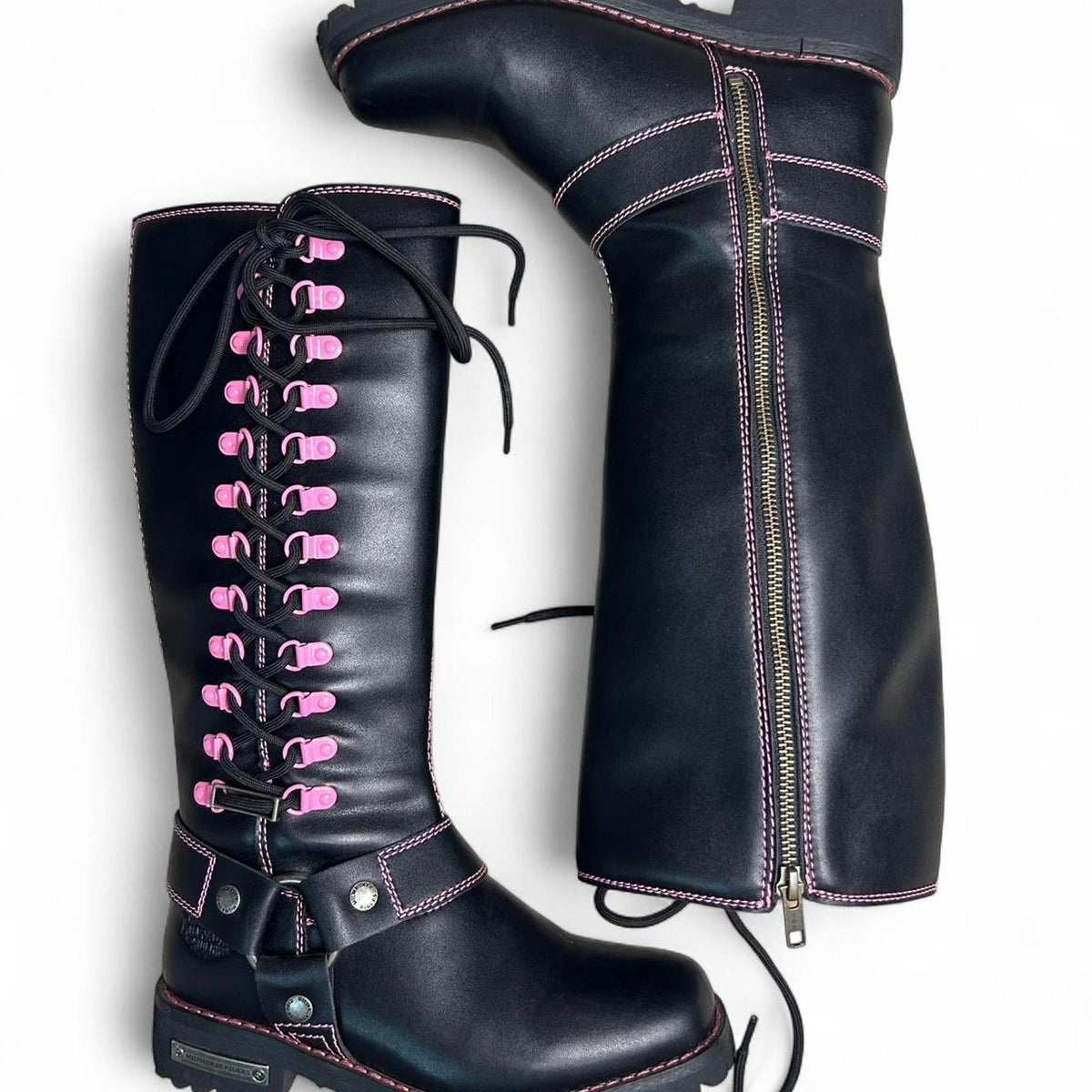 Milwaukee riders size 7 black leather harness biker boots