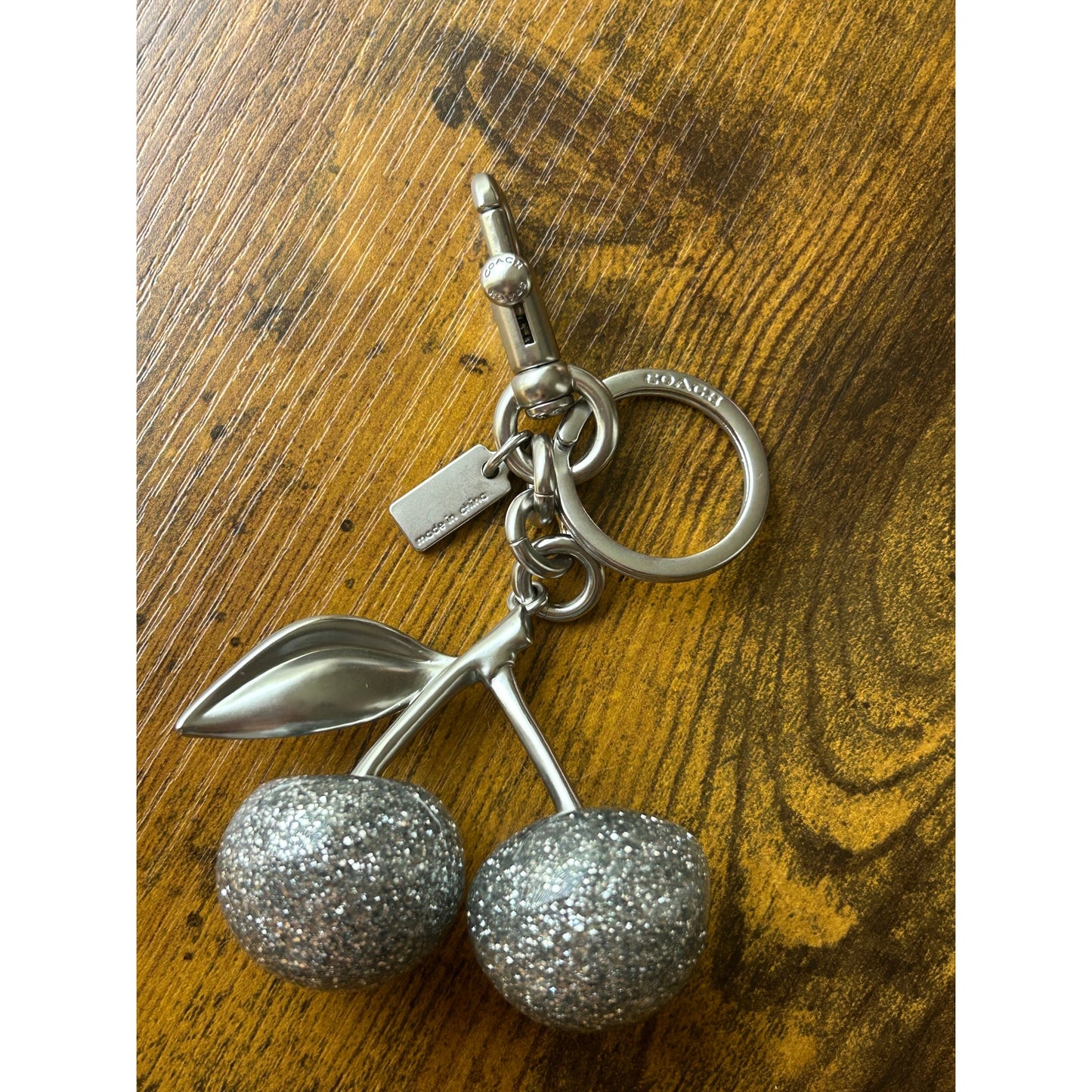 Coach Silver Cherry Bag Charm All Silver Glitter Y2K glam