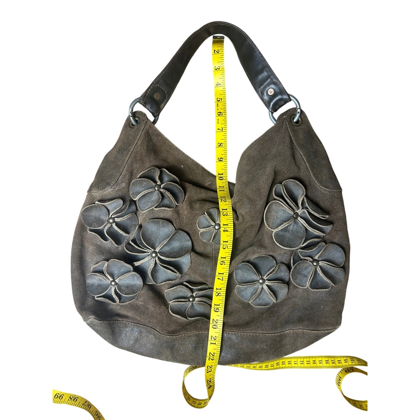 Lucky brand all suede hobo bag with flowers and rayon lining