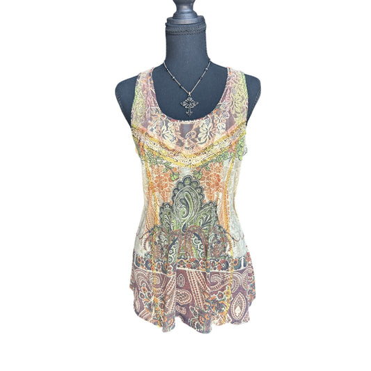 oneworld fairy boho shirt orange and green size s