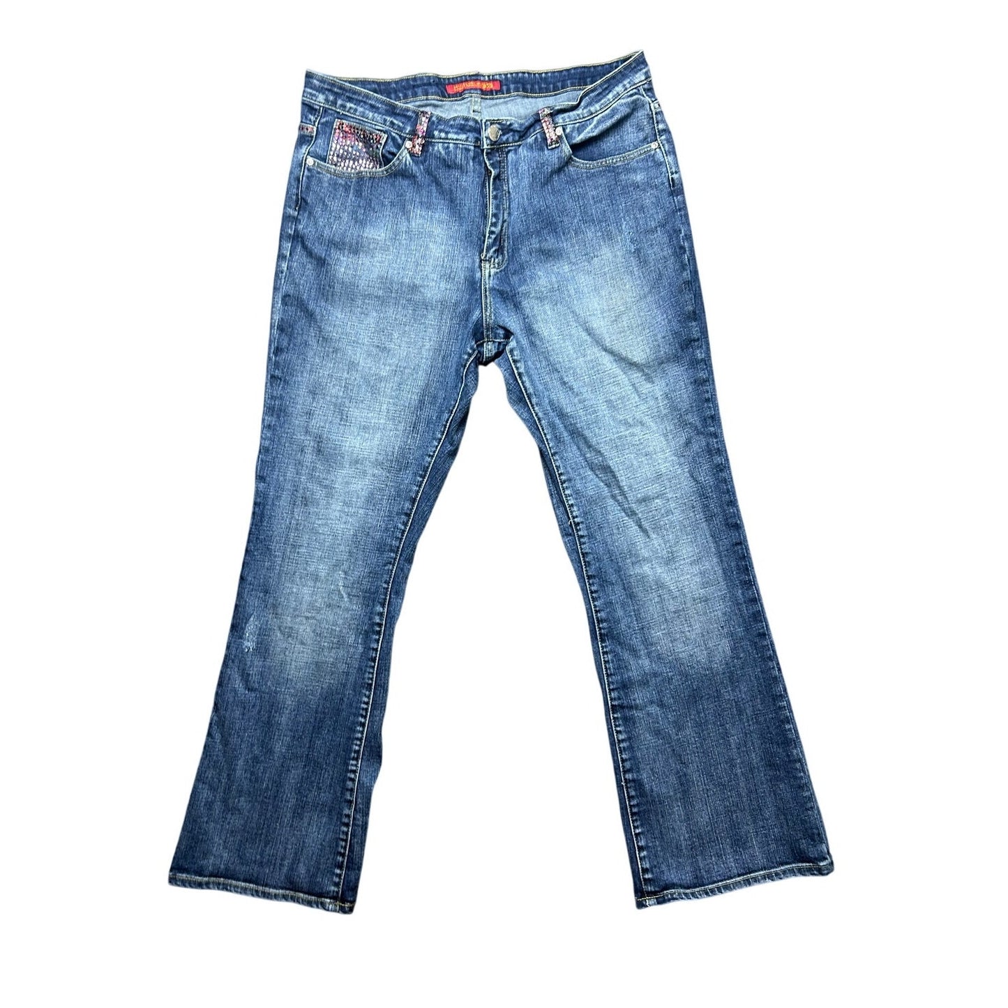 Pepe Jeans London Y2K McBling Denim-Jeans – Star Low Rise Bootcut Größe 18
