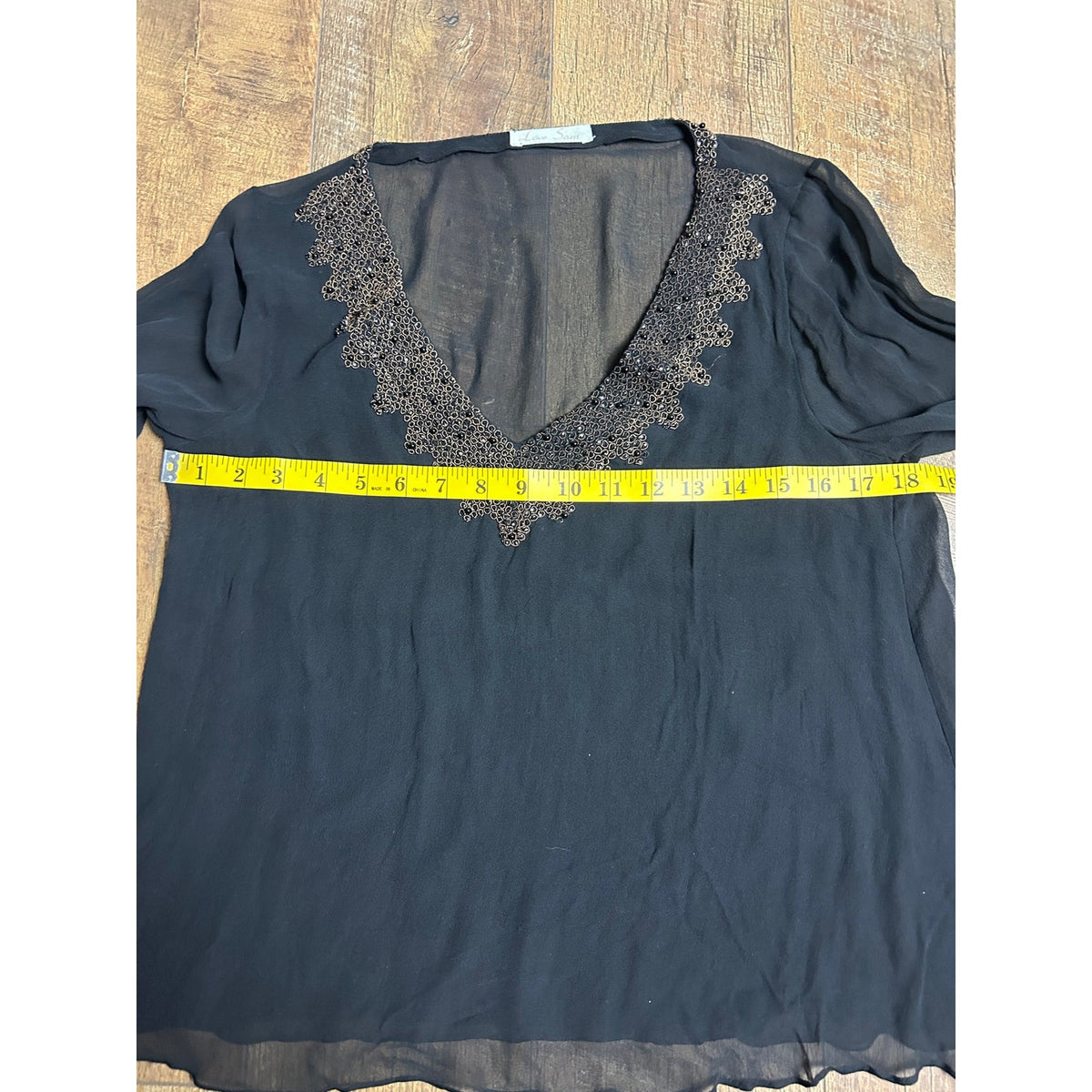 Y2K Love Sam Beaded Silk Fairy Top XS Black