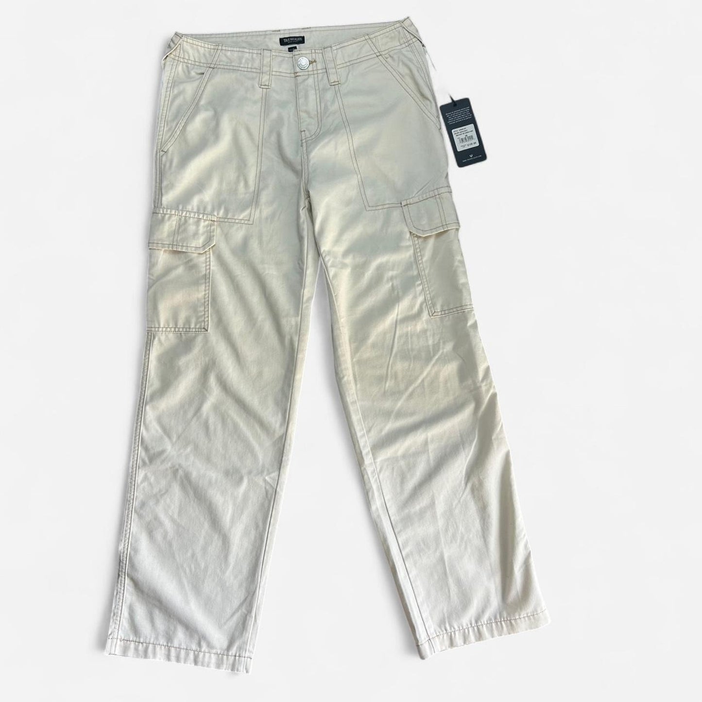 Pantalon cargo blanc avec étiquette