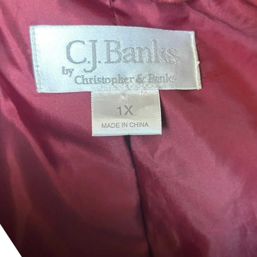 ❤️ CJ Banks Red Suede Snap Front Jacket Size 1X – Vintage 90s Cozy Western
