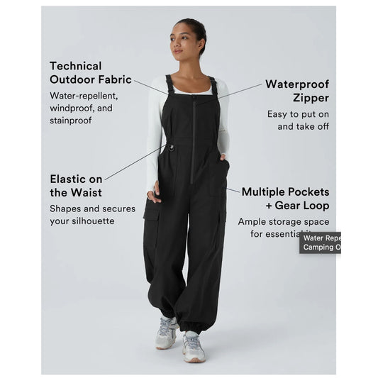 nwt Halara water-repellant zipper pockets camping overalls in white size s