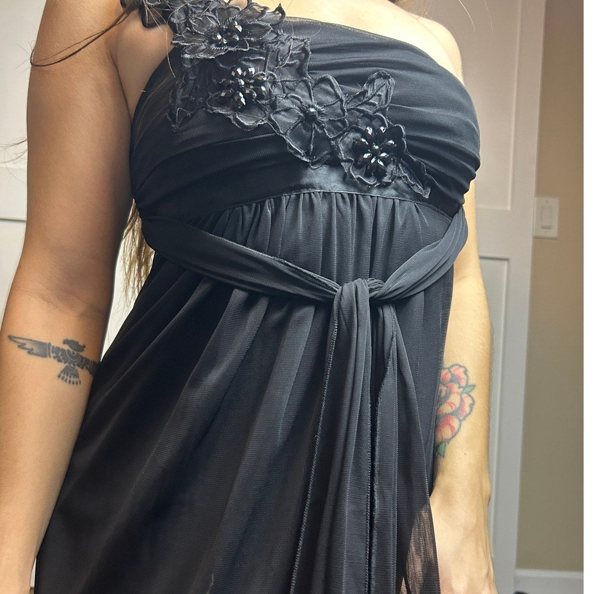 Beaded one shoulder B Darlin formal maxi dress size 3/4