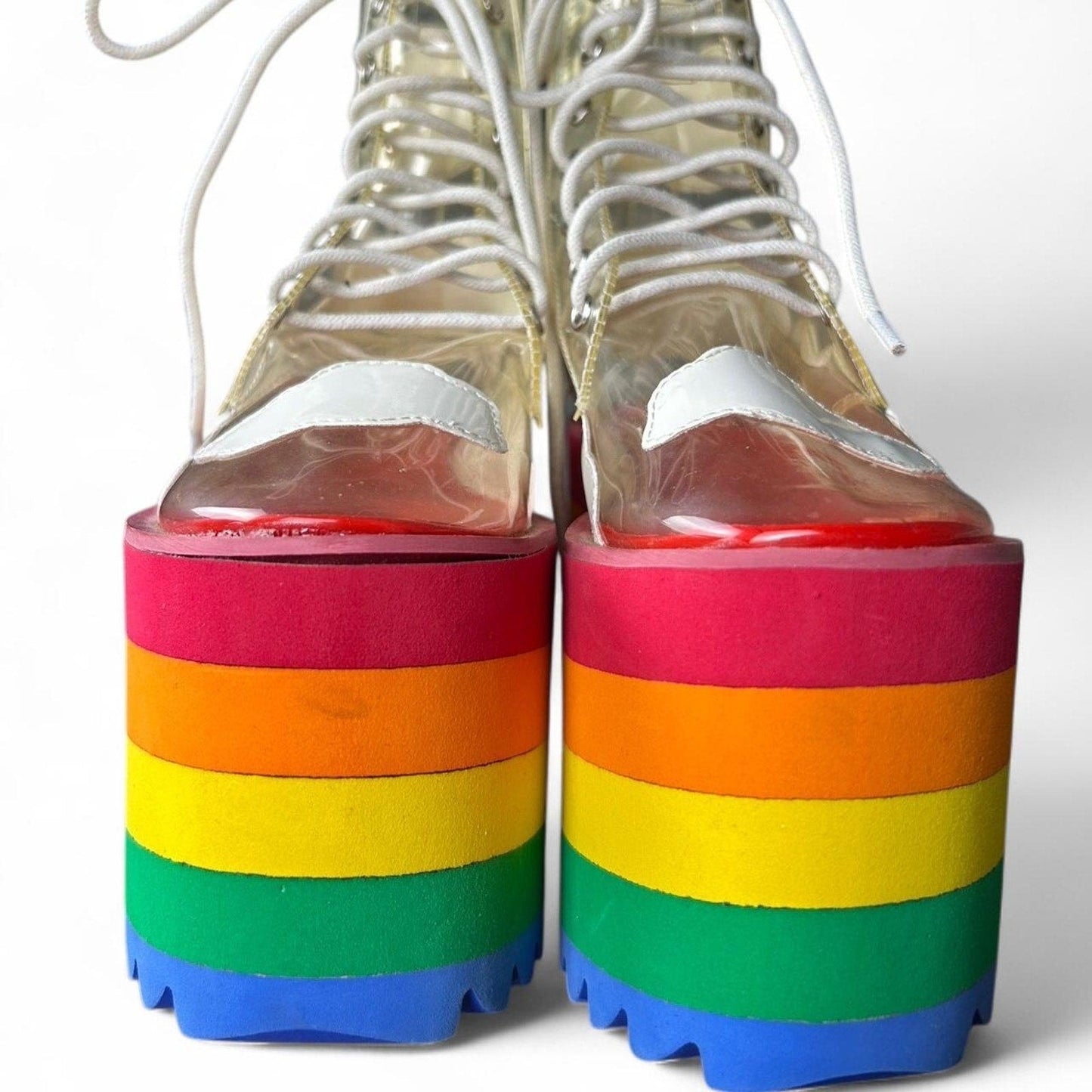 Dolls kill current mood rainbow platform cloud boots size 6m