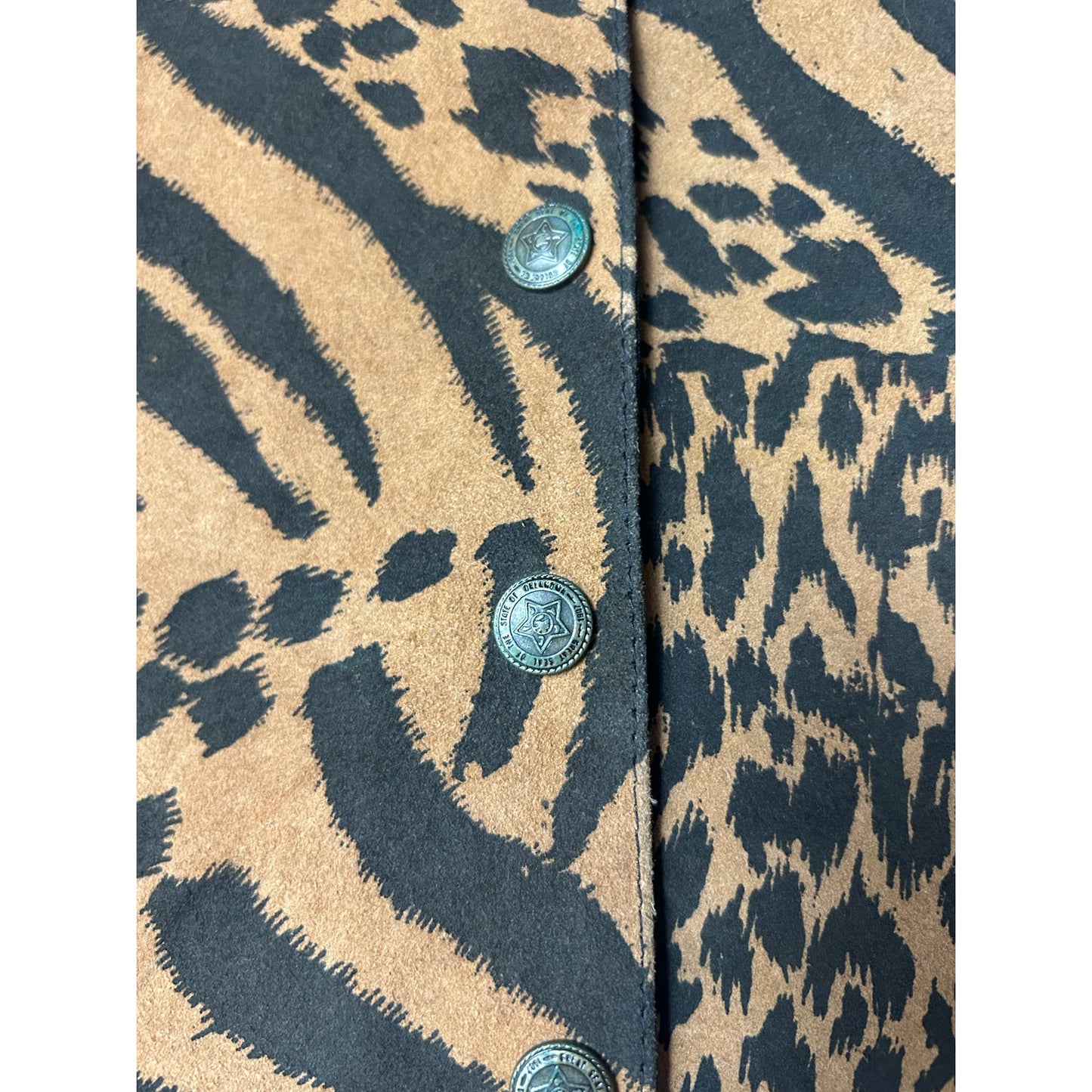 1980s Agapo Leopard Print Leather Vest Size M Vintage Glam Rock Statement Piece