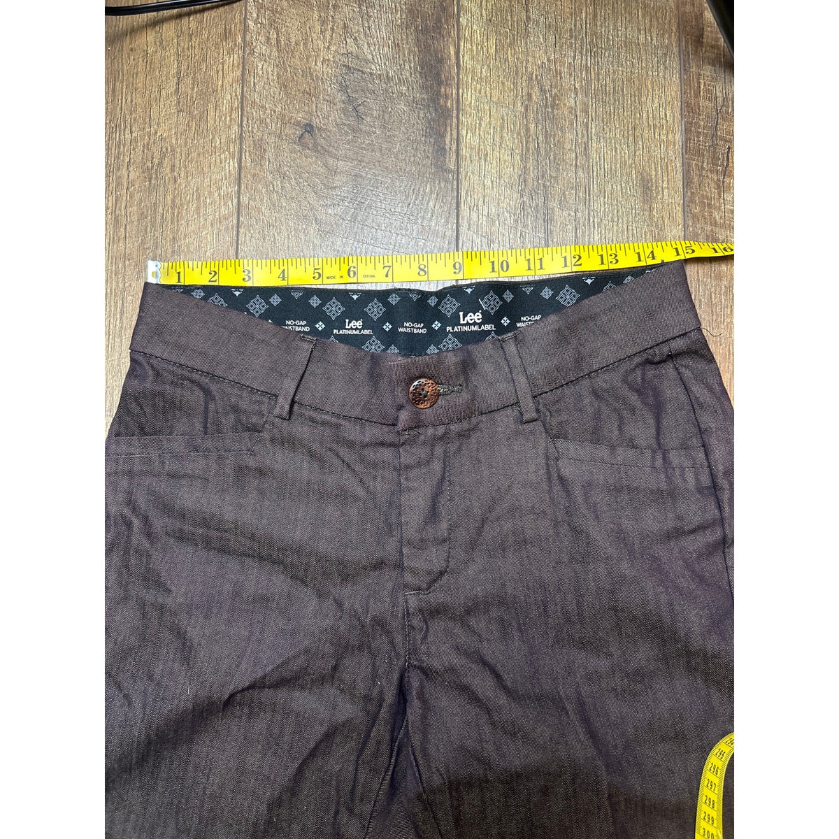 lee platinum label no gap work brown trouser flap pocket size 4 short