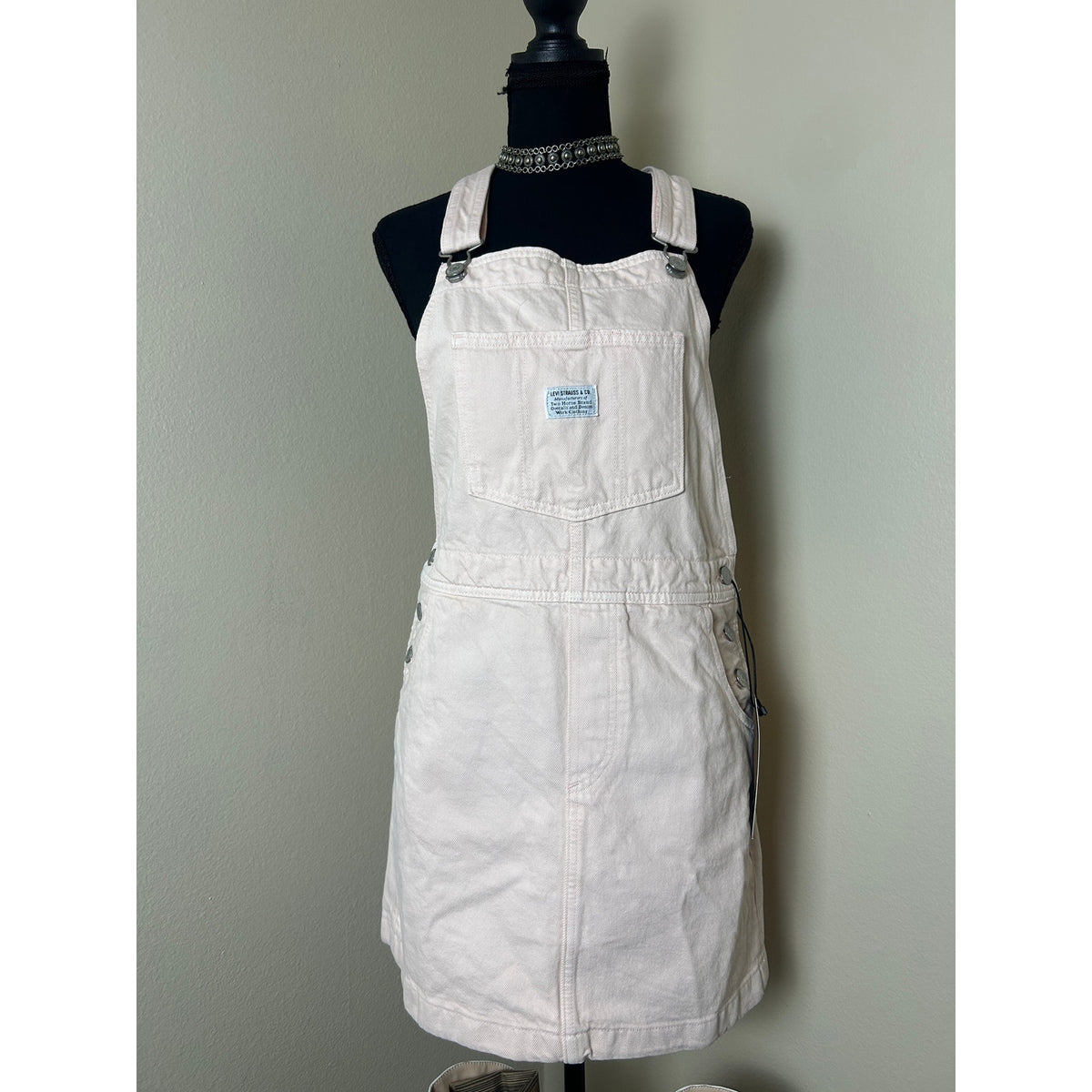 NWT Levi’s Pink Skirtall XS Workwear Overall Dress Denim Mini