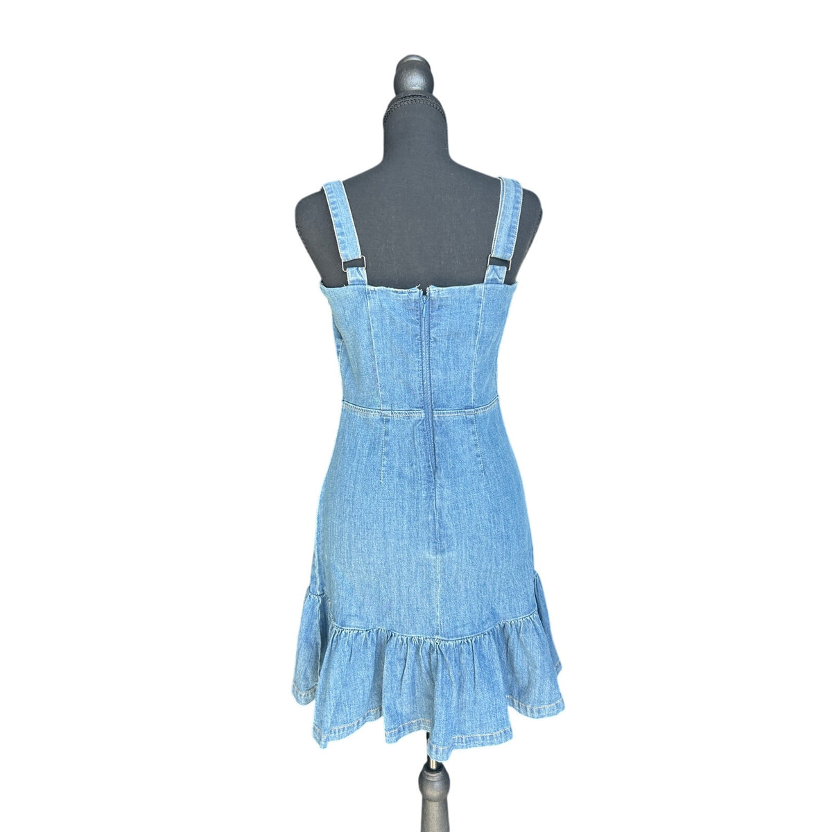 bebe Denim Bow Ruffle Mini Dress Dress Size 6