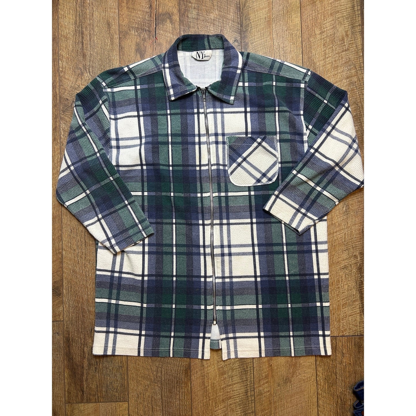 Vintage 90’s Ny jeans plaid zip up shirt size