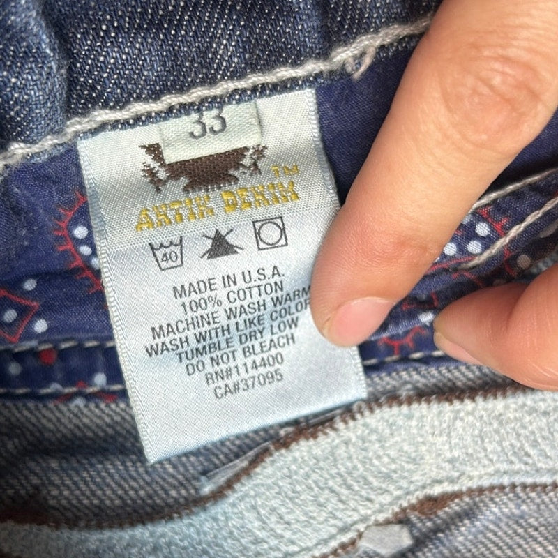 Antik Denim embroidered cow patch western bootcut jeans size 32x32 Y2K rodeo