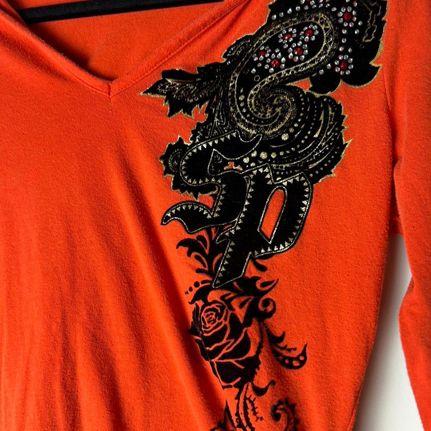 Red southpole v neck shirt