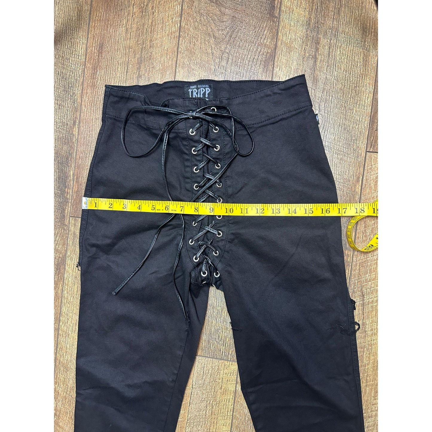 Tripp NYC lace up distressed skinny pants stretchy alt goth punk