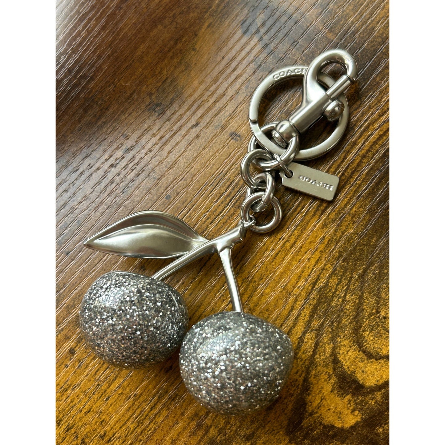 Coach Silver Cherry Bag Charm All Silver Glitter Y2K glam