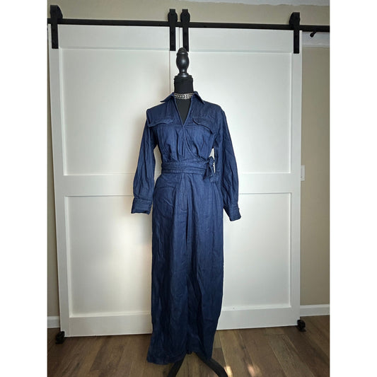 nwt banana republic chambray jumpsuit size 4 petite 170 retail