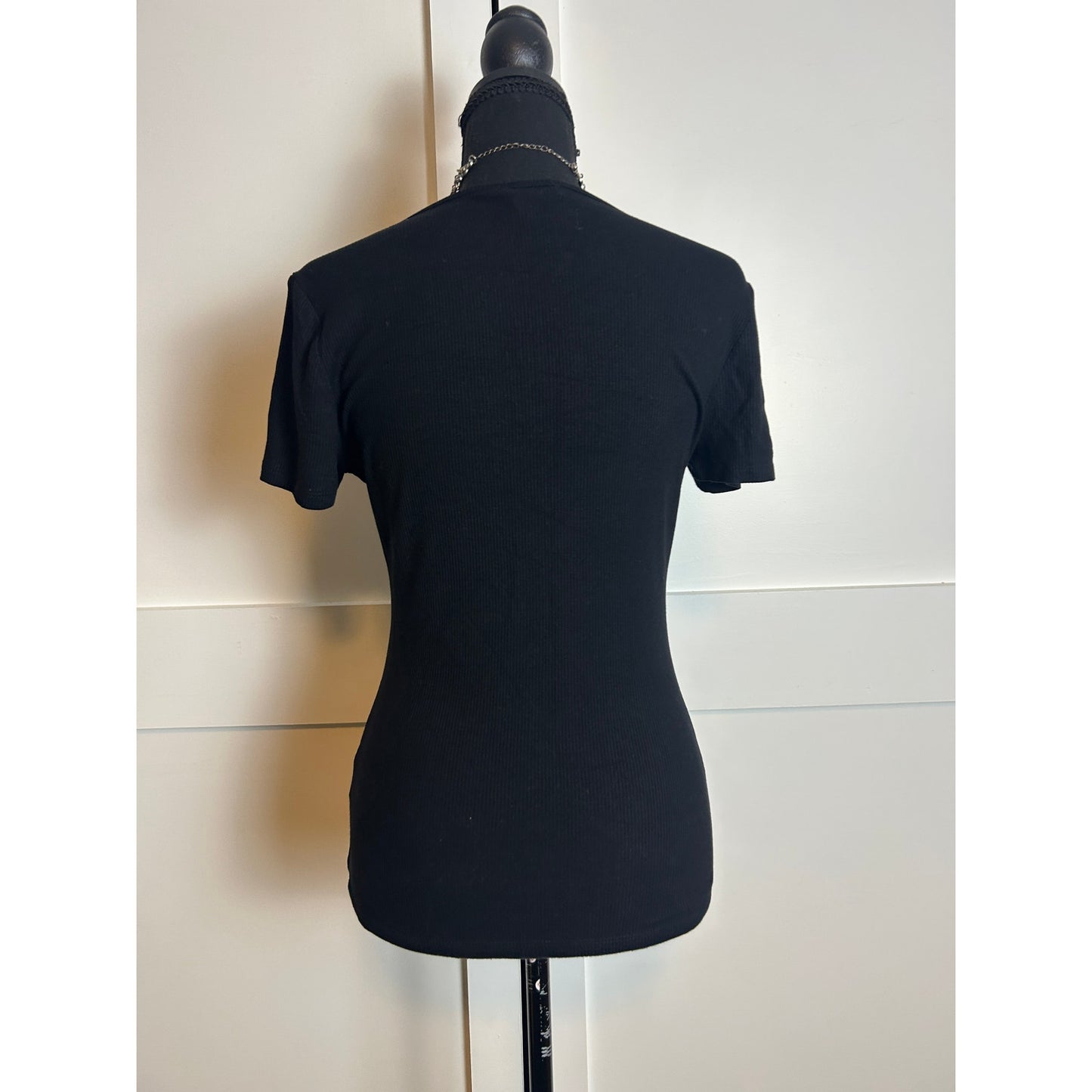 Haut côtelé noir en maille strass Y2K Bling BEBE taille M