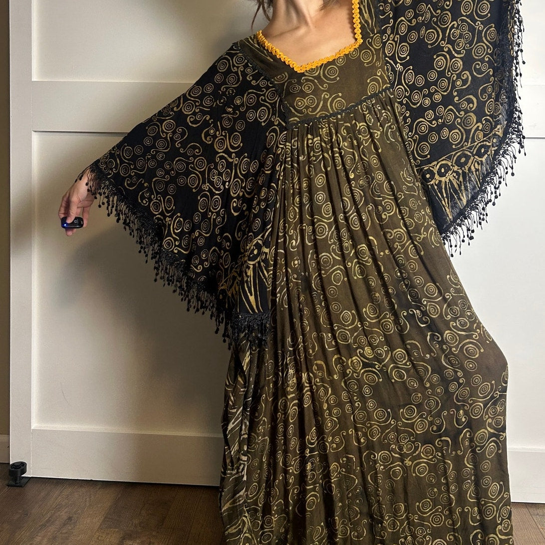 floor length earth fairy kaftan with fringe