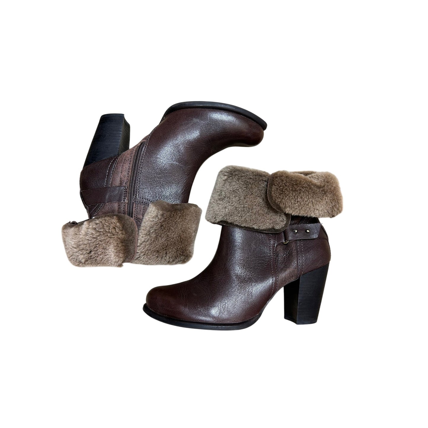 ugg Jayne Stiefeletten aus Shearling mit Krempe, Absatz, Größe 8