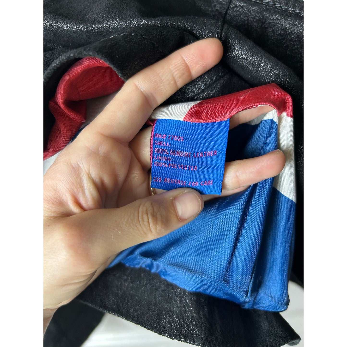 Twiggy London worn in leather look moto jacket with union jack lining