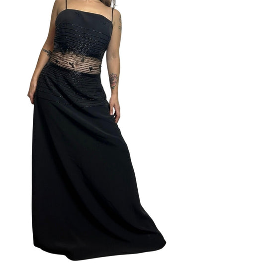 Y2K Beaded waist cut out evening gown size 14 Le Gala by Mon Cheri