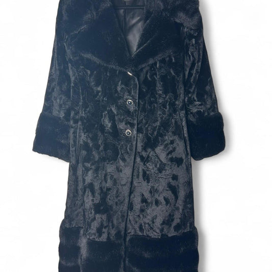 Black velvet faux fur penny