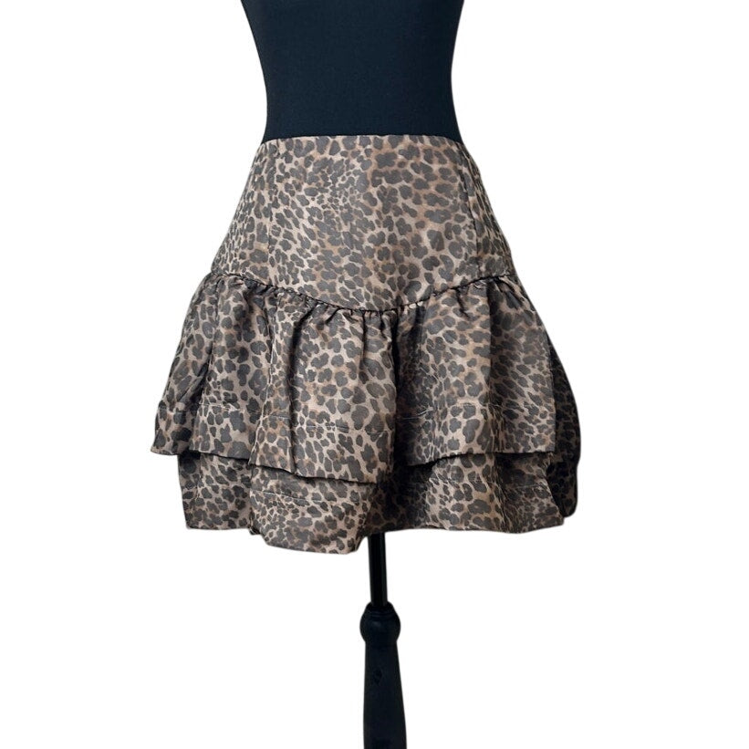 Y2K Indie Sleaze Cheetah Print Bubble Mini Skirt 🖤 Grunge Party Girl VICI Size XL