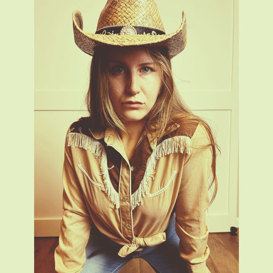 Vintage ELY Cattleman Big Horn Western Fringe Yoke Rodeo Shirt Size S