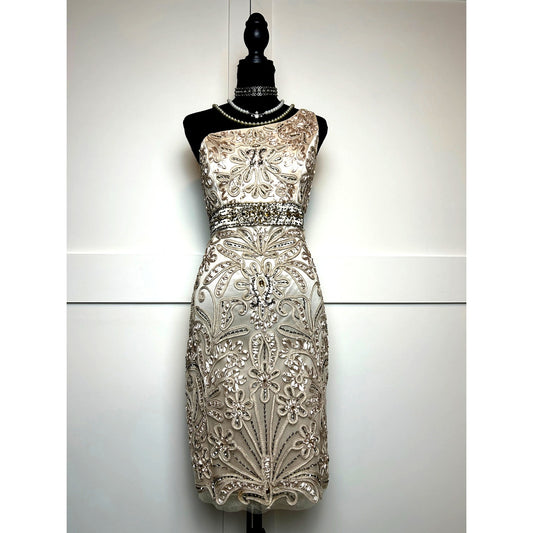 Sue Wong Nocturne Beaded One Shoulder Dress Size 10 Y2K Glam Formal