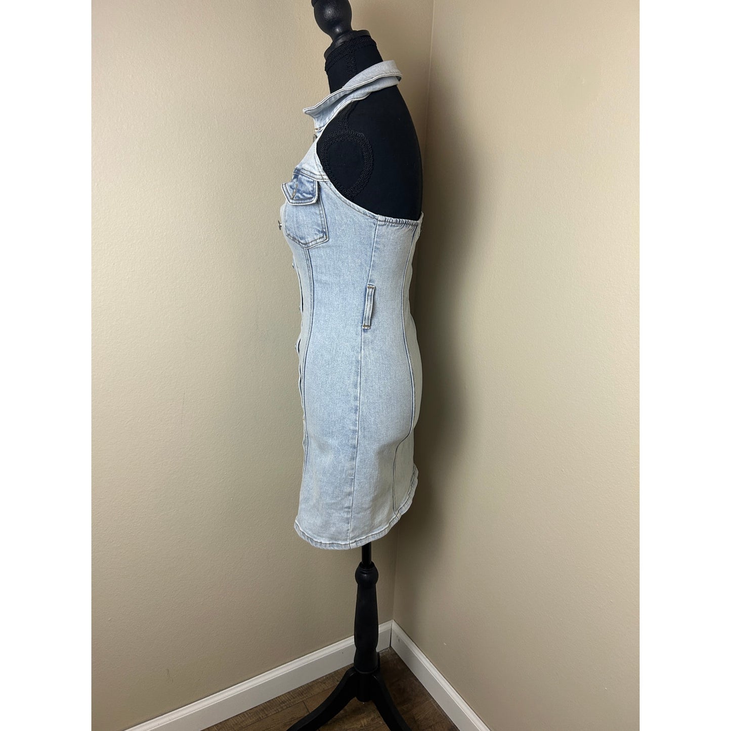 Mini-robe dos nu en jean bleu clair Forever 21 Y2K Taille XS Décontracté Cool Girl