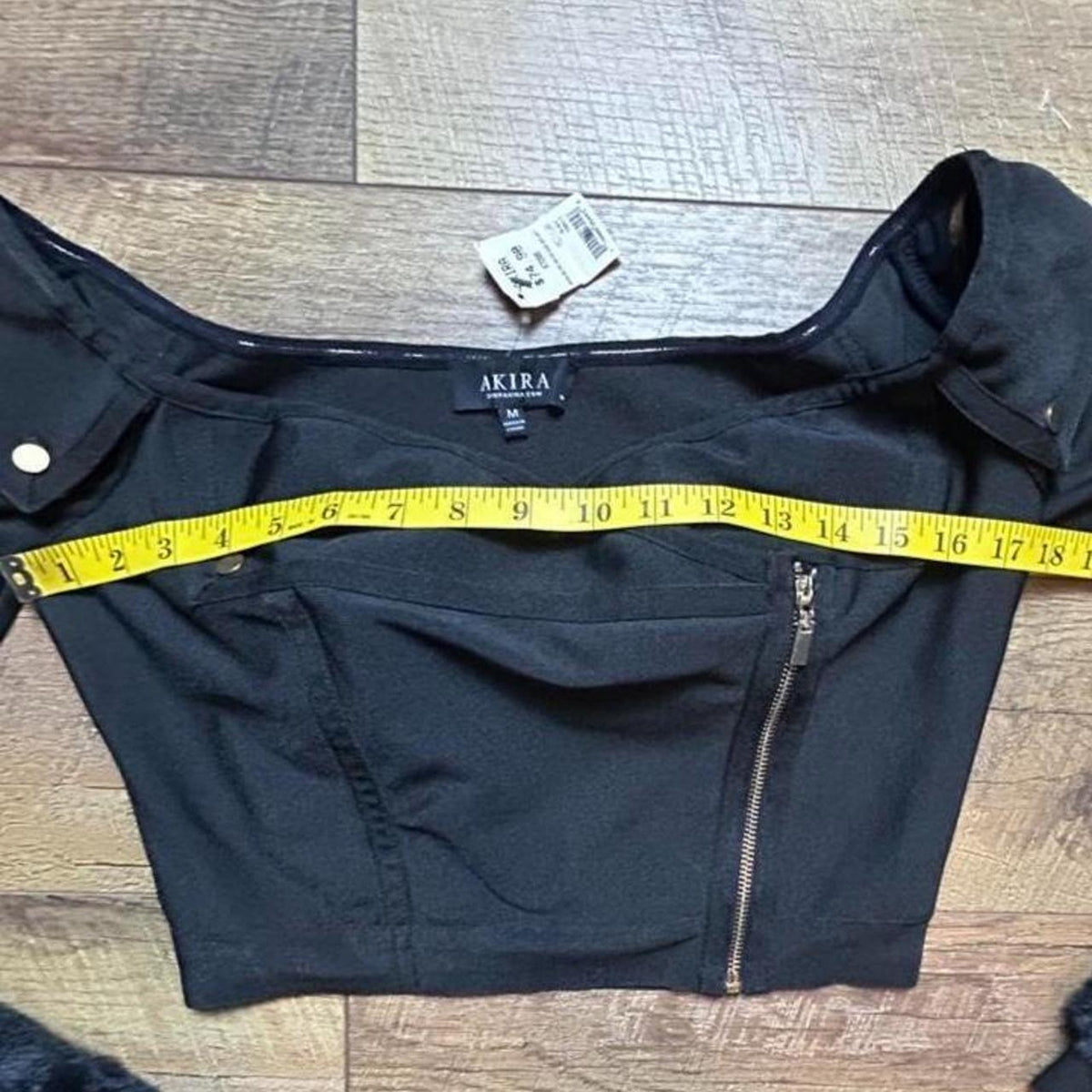 NWT AKIRA Off Shoulder Cropped Bodycon Double Zip Jacket Deadstock