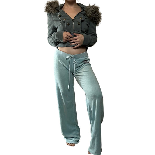 juicy track pants in turquoise size m