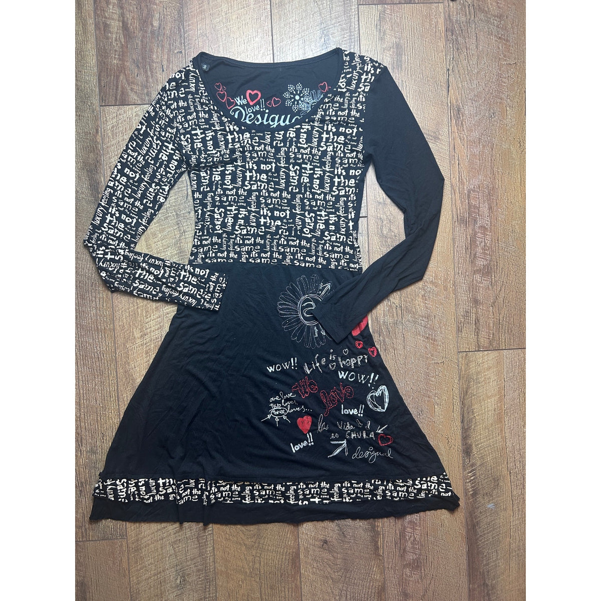 Desigual Made in Spain Y2K Long Sleeve Fit & Flare Dress Size S