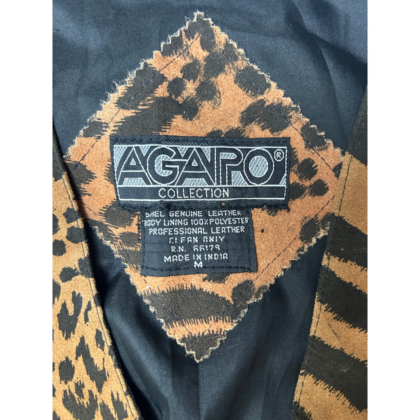 1980s Agapo Leopard Print Leather Vest Size M Vintage Glam Rock Statement Piece