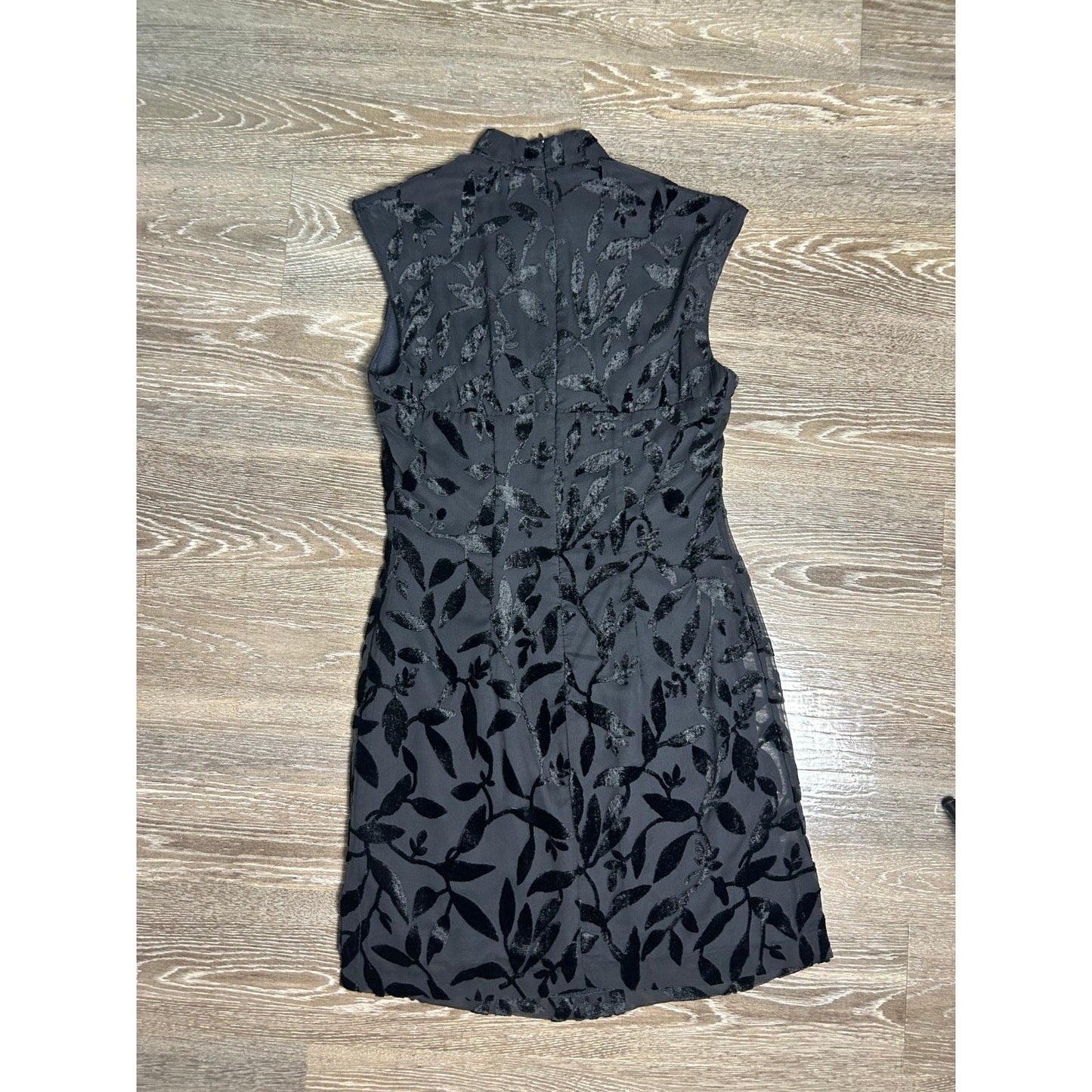 Vintage La Belle Silk Burnout Velvet Mini Dress Keyhole Neck Size 7