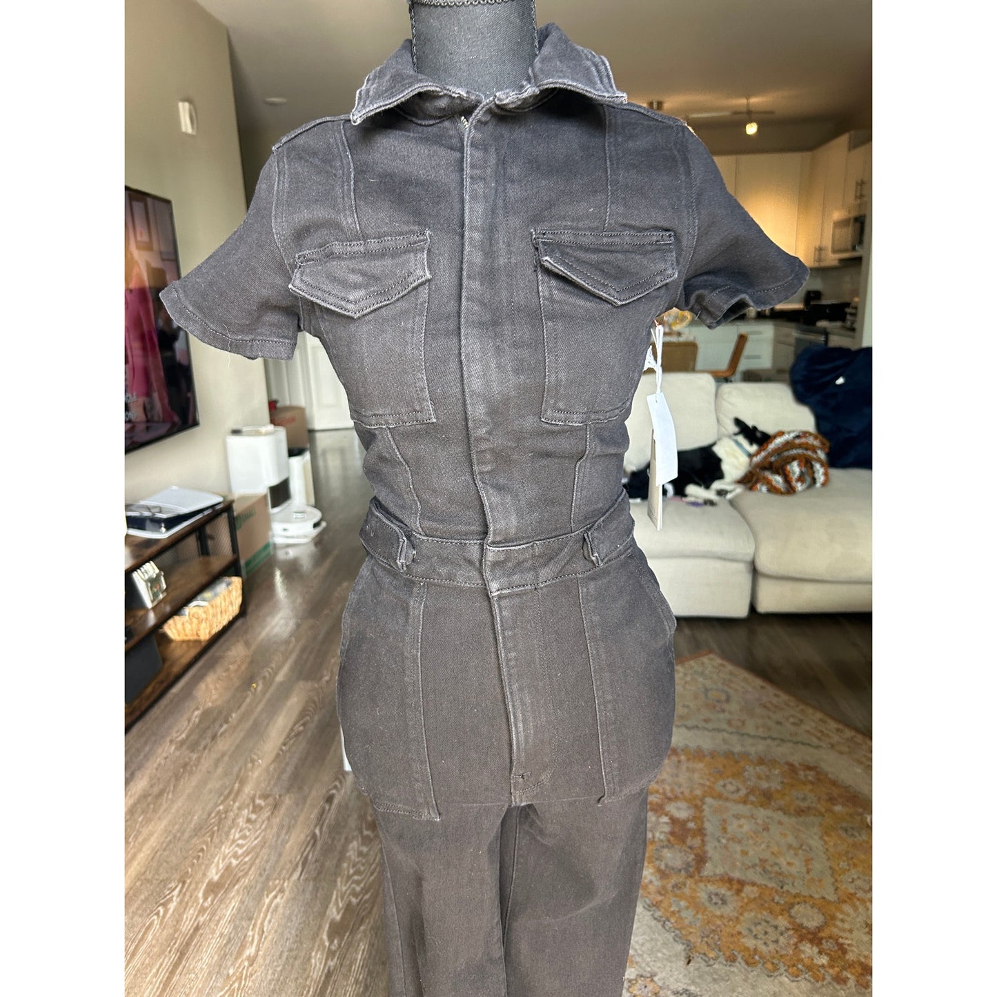 🖤 NWT Good American “Fit For Success” Black Denim Jumpsuit – Size S