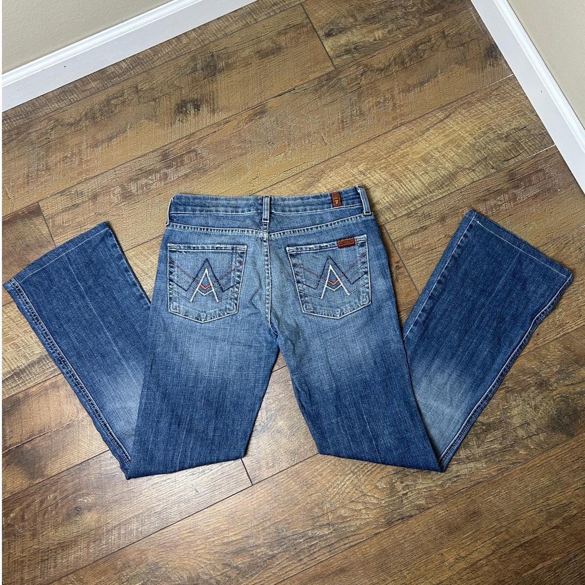 y2k 7 for all mankind A pocket low rise flare jeans size 30 model off duty denim