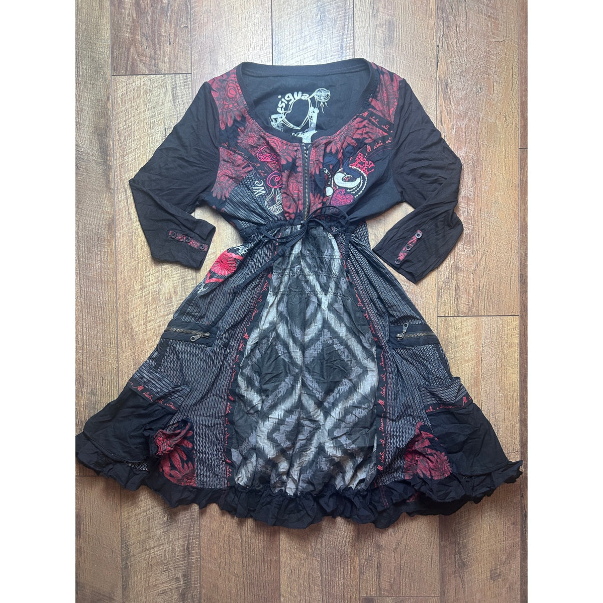 Desigual Grunge Fairy Patchwork Euro Dress | Y2K Boho Art Girl Vintage Statement Dress