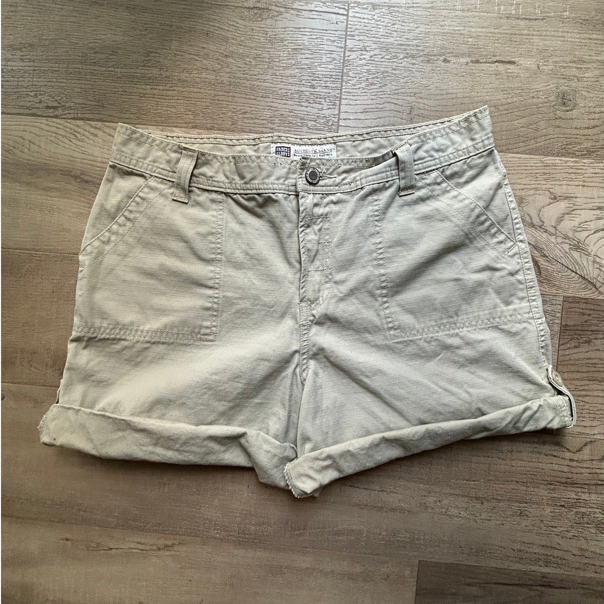 y2k faded glory 100% cotton cuffed khaki shorts mandalay brown rn 89169