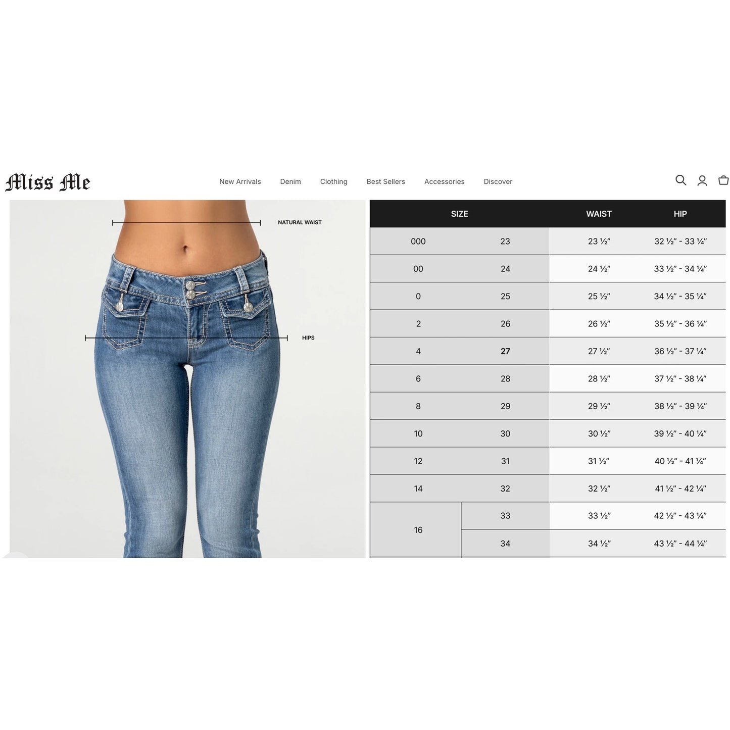 Jeans moulant Miss Me avec signe de la paix, taille 28