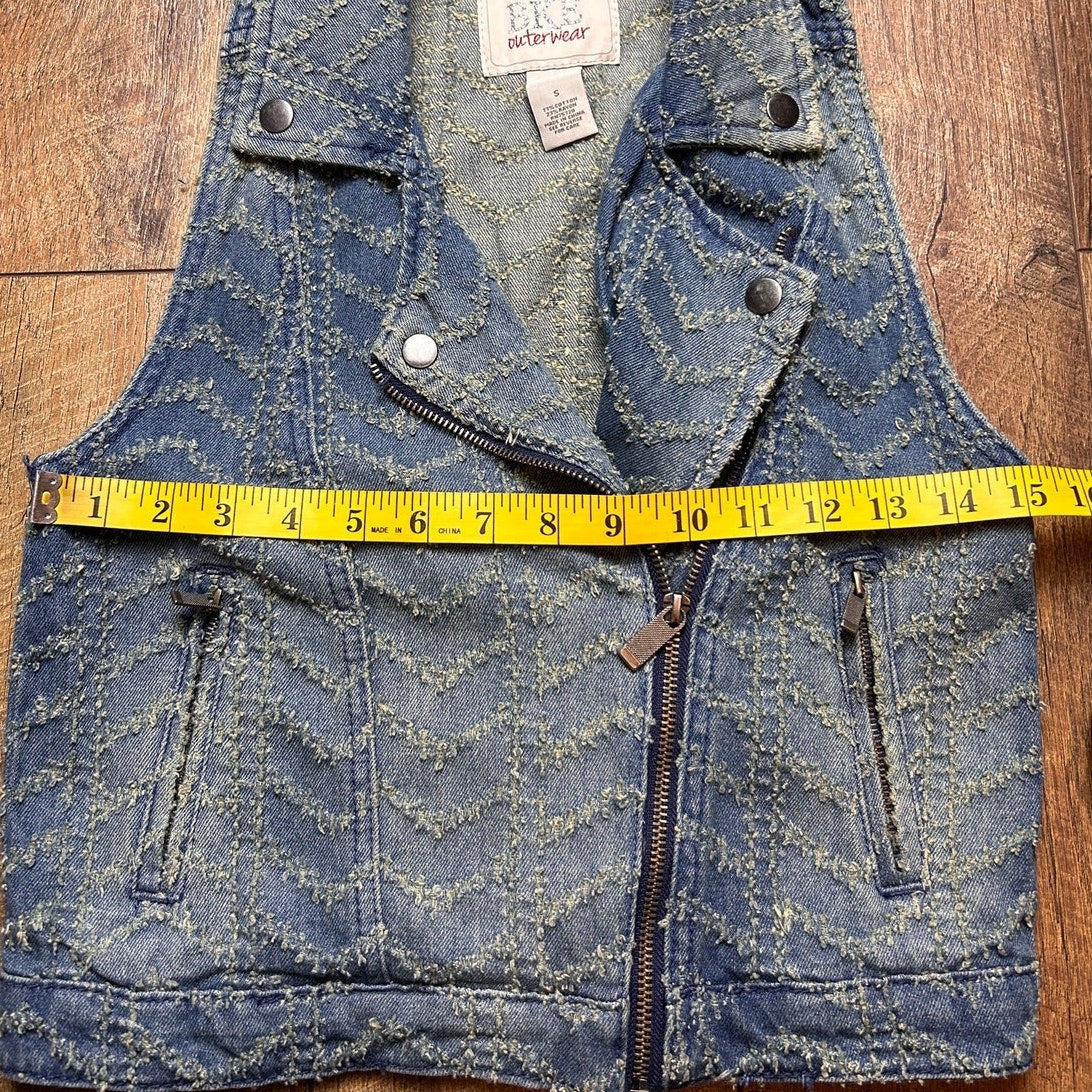 BKE Asymmetric Denim Vest Size S Y2K Western Sleeveless Pockets