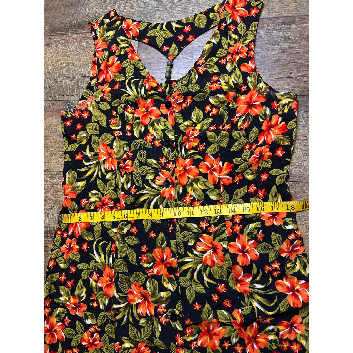 Vintage Erika 90s Orange Green Hibiscus Rayon Button Down Maxi Dress L