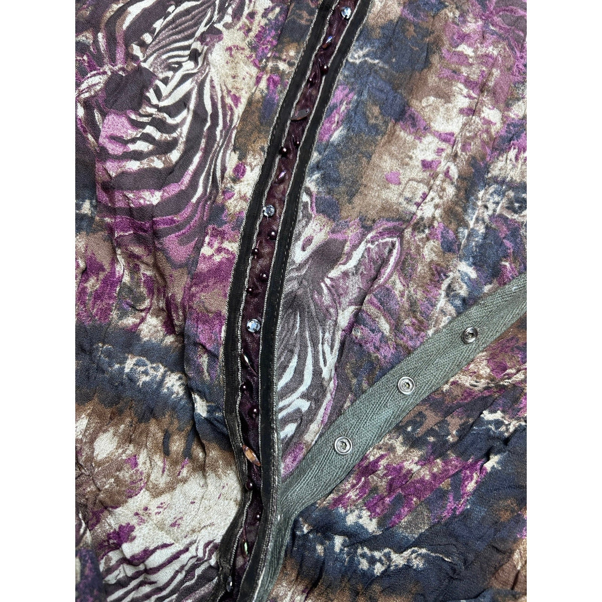 jaipur animal print snap up long sleeve crinkle top size xl