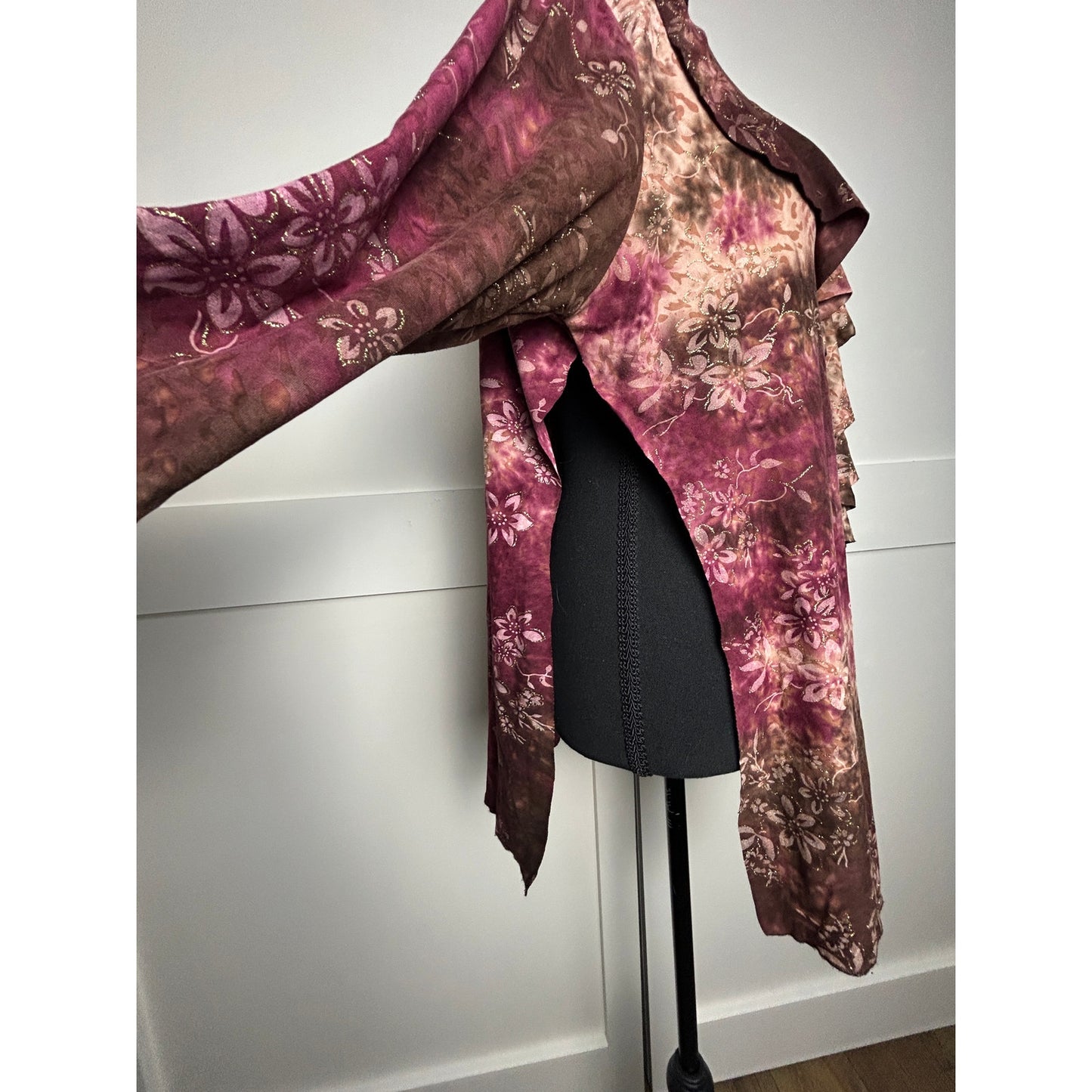 Haut Y2K Sienna Grace style Fairycore Tunique fendue marron rose à manches papillon taille L