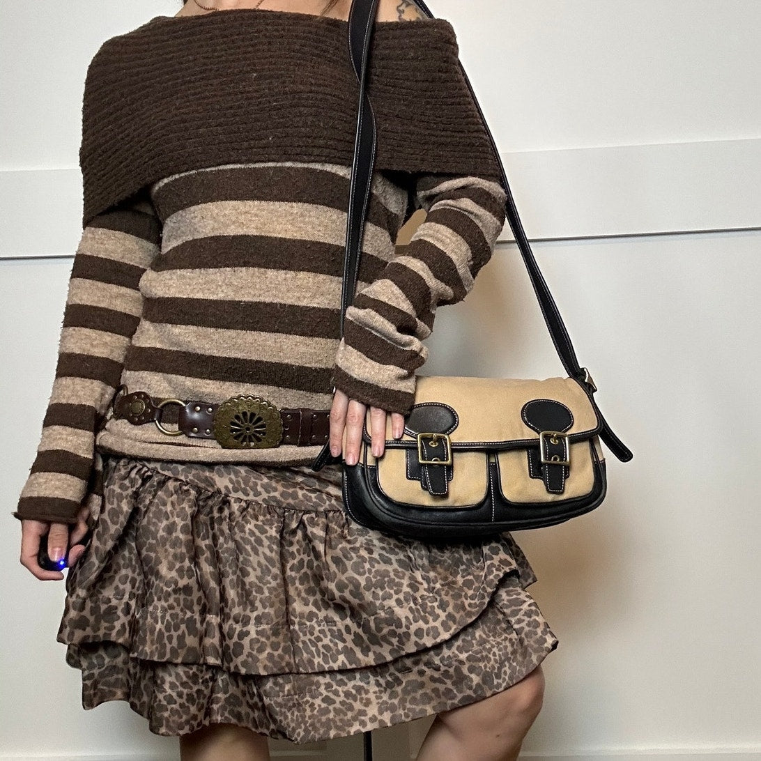 Pout Y2K off shoulder striped sweater size l