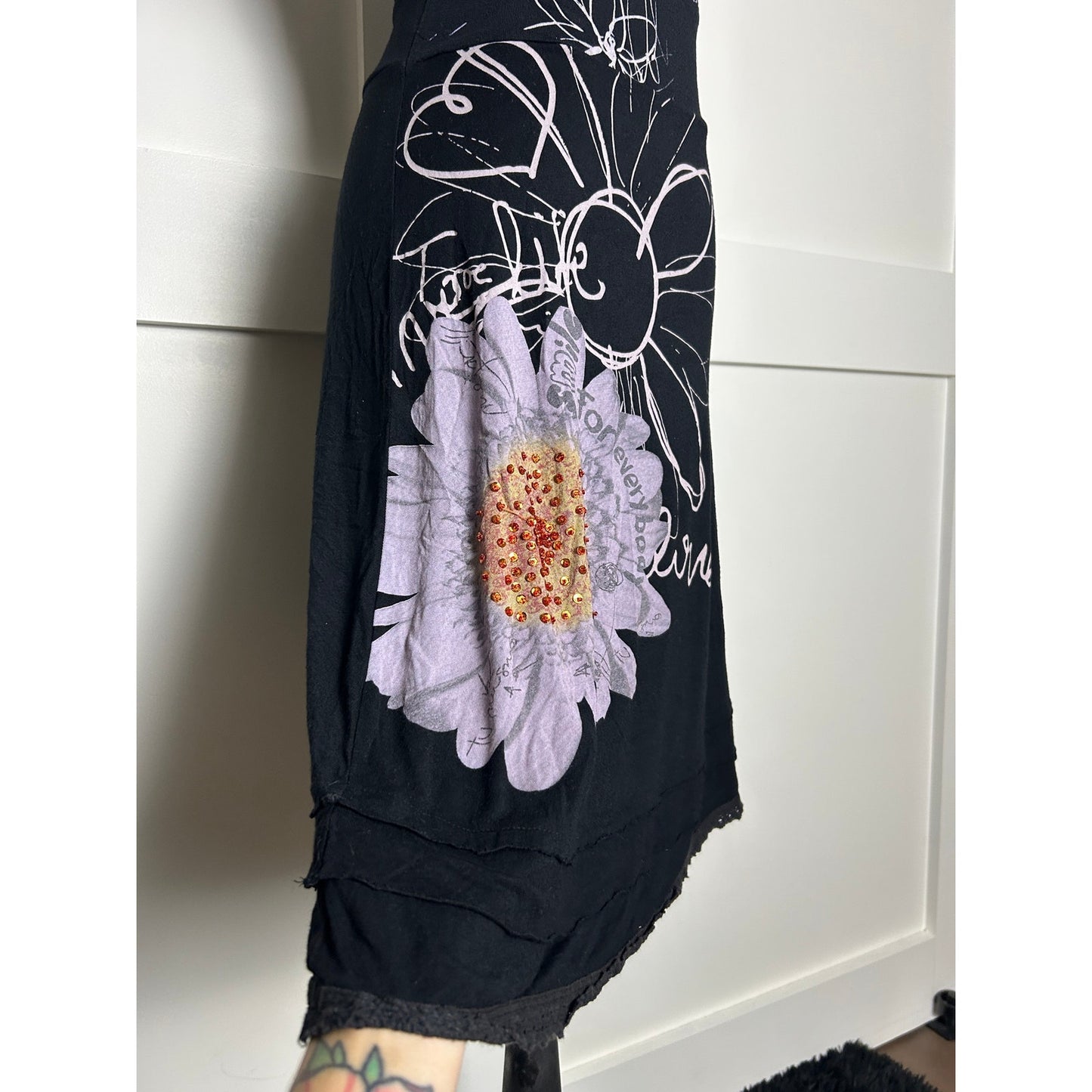 euro desigual black floral dress one size fits most