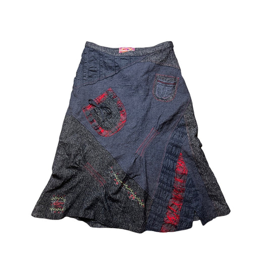 Euro grunge Adventures des Toiles Hiver 2007 Patchwork Skirt EU 38