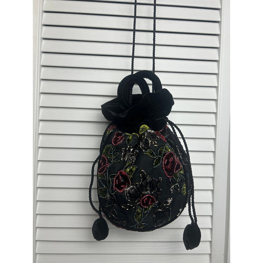 sac seau formel perlé en velours brûlé fait à la main par Kimberly Berry