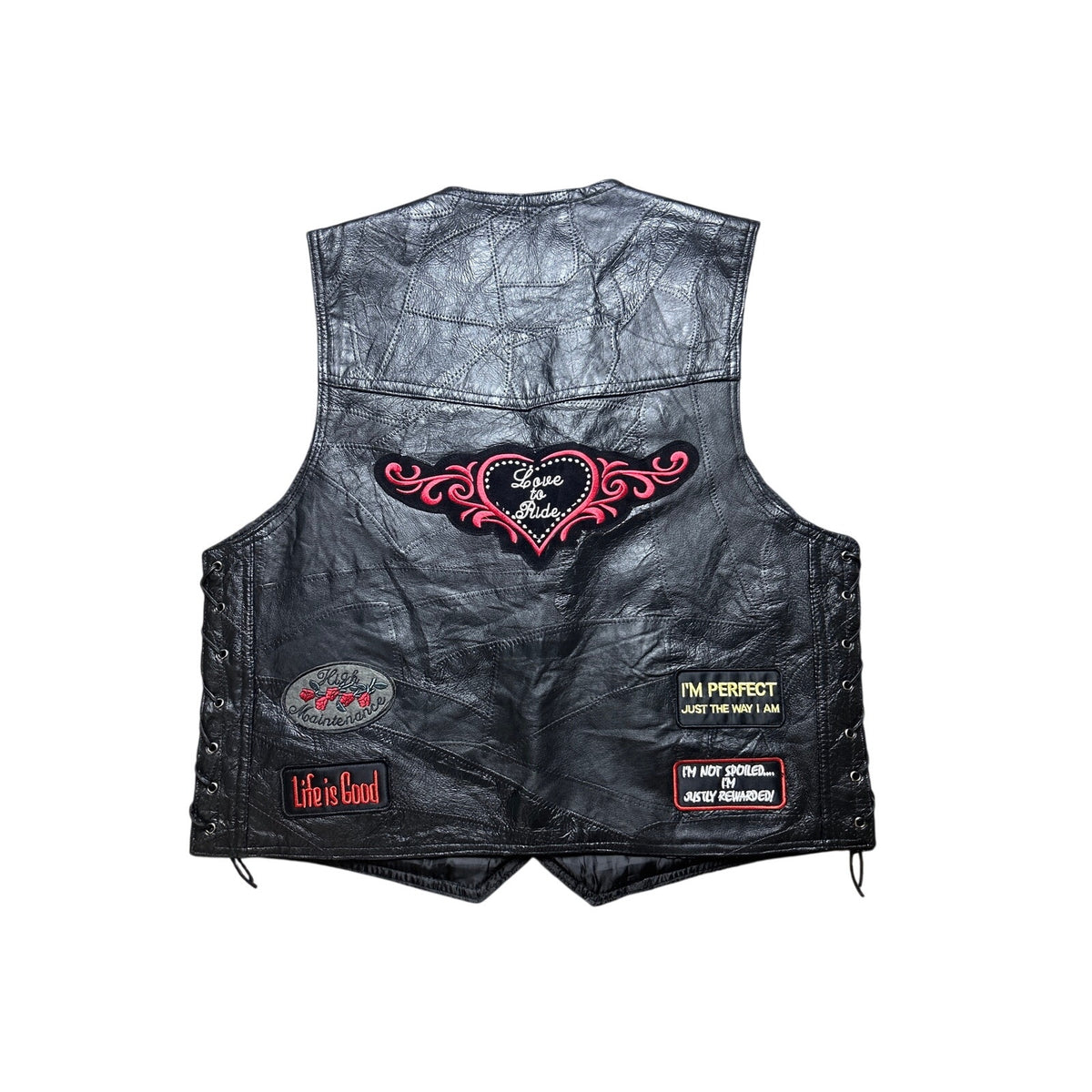 diamond plate genuine leather ladies riding vest size large